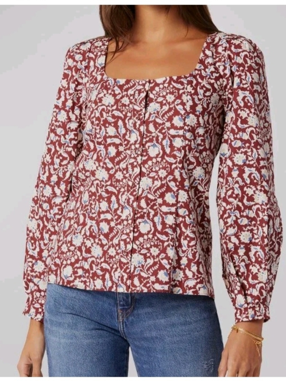 Joie Women's NWT Red Antin Floral Printed Button-Front Blouse Top; Size XXS